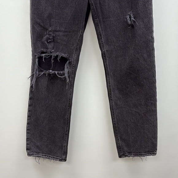 Abercrombie & Fitch The Dad High Rise Straight Jeans Black Distressed Denim 29 - Picture 4 of 8